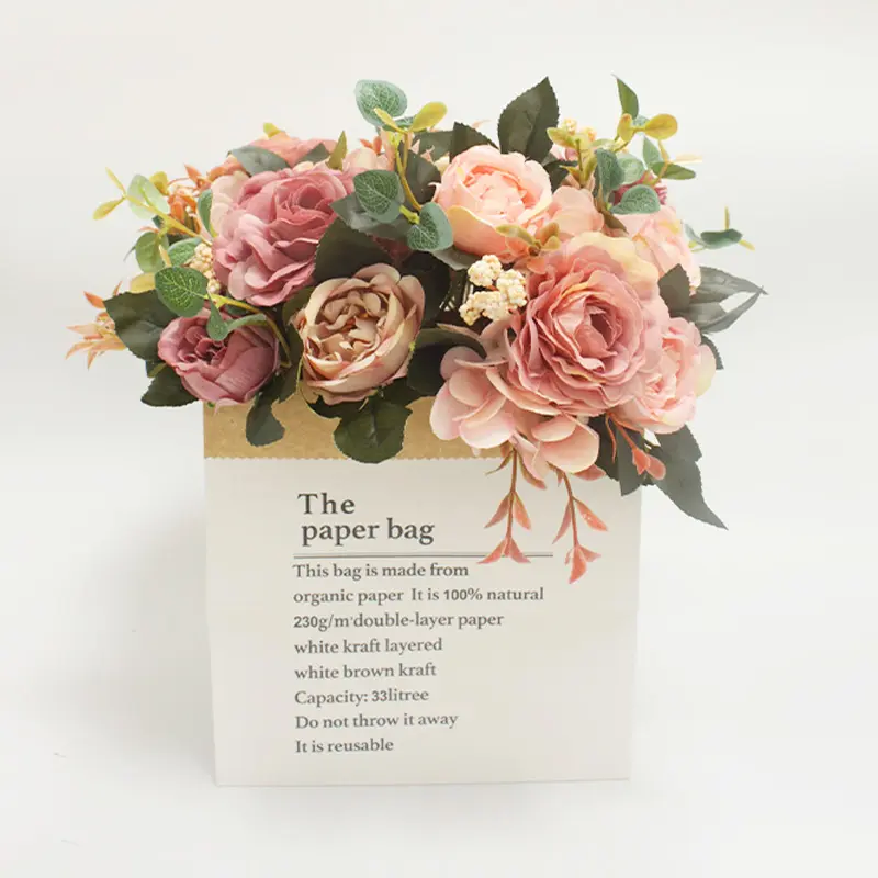 In magazzino fiori artificiali di alta qualità 5 teste ortensia peonia manubrio bouquet per la decorazione di nozze e casa