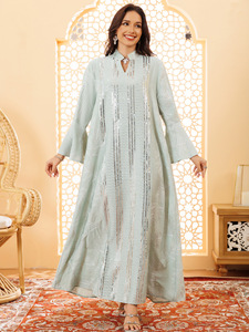 Factory Supply High Quality Middle East <strong>Sequined</strong> Embroidered Design <strong>Kaftan</strong> Abaya Dress Caftan Moroccan <strong>Kaftans</strong> - Product Image 3