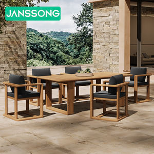 टेक लकड़ी आउटडोर फर्नीचर गार्डन डाइनिंग टेबल और कुर्सियां होटल गार्डन डाइनिंग टेबल विला - Product Image 2