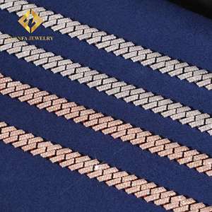 גברים היפ הופ מחיר הסיטונאי עלה שרשרת כסף 925 8 מ "מ קובייה החוצה moissanite שרשרת חוליות סלע שרשרת קישורים - Product Image 5