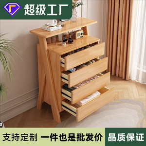 Solid Wood Four Drawer Chest 60cm Wide Storage Cabinet Bedroom Living Room Simple Bedside <b>Table</b> <b>Pine</b> Wood Dresser - Product Image 3
