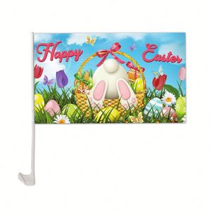 Bandera para Ventana de Coche con Tema de Conejito de Pascua, 12x18 Pulgadas, Logotipo Personalizado, Precio Económico - Product Image 1
