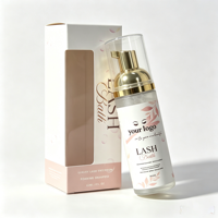 Shampoo pour cils en gros pour extensions de cils, nettoyant liquide végétalien, emballage et logo personnalisés, flacon brosse nude pour shampooing cils