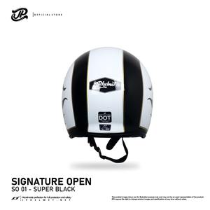Casco Retro de Media Cara JP Signature Open Motif SO 01 en Blanco Roto, combina diseño clásico y seguridad moderna para motociclismo - Product Image 3