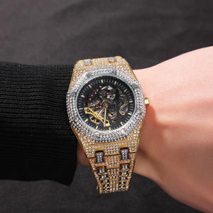2025 nouveau Design mécanique mode diamant Bling Bling diamant montres hommes argent or glacé montre diamant pour la vente en gros - Product Image 5