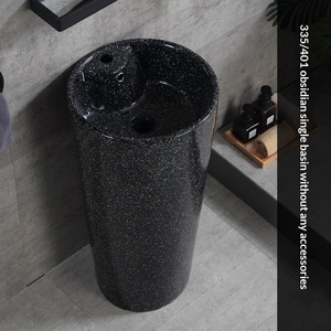 Lavabo sur pied carré Nordic Ink blanc, peint à la <span class=keywords><strong>main</strong></span>, monobloc, avec <span class=keywords><strong>colonne</strong></span> intégrée pour balcon - Product Image 6