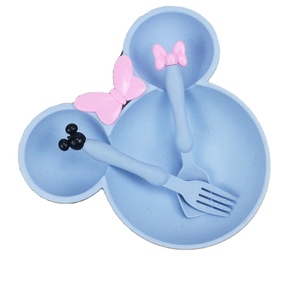 Grand ensemble de 3 assiettes pour bébé en forme de <span class=keywords><strong>Minnie</strong></span> Mouse, en bambou, avec fourchette et cuillère - Product Image 1