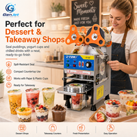 Selladora Automática de Vasos GenJet ET-Q7 con Contador Digital, Rodillo Guía de Película, 90mm 95mm, para Vasos de Papel y Plástico, Acero Inoxidable, 220V 360W