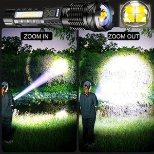 ซุปเปอร์ไบรท์ XHP50 ไฟฉายซูม LED 1200 ลูเมน 260 ม. ลำแสงกันน้ำแบบชาร์จไฟได้สีแดงและสีน้ำเงินแบบพกพาไฟแคมป์ปิ้ง - Product Image 2