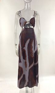 Women's Tie-Dye Sexy <b>Spaghetti</b> <b>Strap</b> Sleeveless Flowing Resort Dresses Fashion - Product Image 6