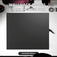 Tapis de souris carré en verre Wallhack CR-005 510x440mm, type contrôle, Esports. Verre trempé ultra-fin de 3 mm avec base en silicone antidérapante