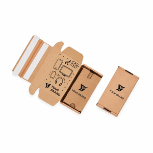 กล่องไปรษณีย์แบบล็อคเองได้สำหรับบรรจุภัณฑ์อีคอมเมิร์ซแบบกำหนดเองสำหรับเคสโทรศัพท์ 3C Electronics  วัสดุลูกฟูก B E Flute  พร้อมตัวเลือกแบบไดคัท  ผลิตตามแบบ OEM สีสันสี่สี - Product Image 4