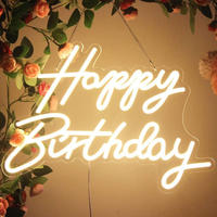 Enseigne néon LED RGB Joyeux Anniversaire avec panneau arrière en acrylique, décor mural dimmable pour fête, maison, mariage, événement, décoration de fond