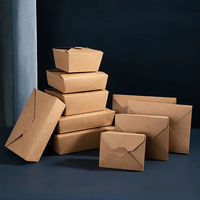 Boîte en papier kraft brun pour emballages de restauration rapide, pliable, recyclable, pour sandwichs au poulet frit, salades, en-cas, hamburgers français