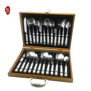 Luxury Sliverware Reusable Utensils Spoon Fork 12/24pcs Gift Box Stainless Steel <b>Ceramic</b> Handle Flatware <b>Set</b> - Product Image 1