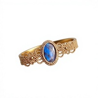 Bracelet en macramé en alliage de zinc doré et bleu, fait main, style vintage bohème, bijoux HARI OM CREATIONS, certifié IGI, cadeau unisexe, vente en gros, indien
