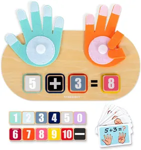 TOPBRIGHT Montessori Finger Math Counting Wooden Number Blocks Counters Educational Learning Toy for Kids