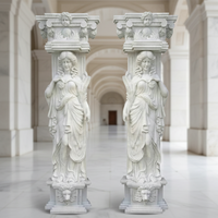 Colonne en marbre de style grec et romain, femme, dame, sculptée, pour la construction de portails, utilisation de pierre