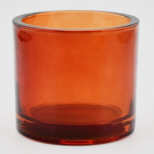 ขวดแก้วใสสีเหลืองอำพันหนาสำหรับทำเทียนพร้อมฝาไม้ ราคาส่งถูก - Product Image 4