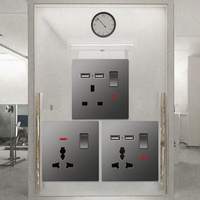 Prise murale électrique Baidiao à prix d'usine en gros, interrupteur mural gris ultra-mince standard britannique avec ports USB et Type-C