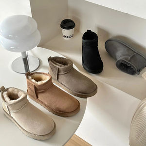 Nouveau style femmes <span class=keywords><strong>bottes</strong></span> de travail en cuir véritable genou-haut hiver femmes <span class=keywords><strong>bottes</strong></span> chaussures de sécurité fourrure fourrure travail sécurité chaud doux <span class=keywords><strong>bottes</strong></span> plates - Product Image 2