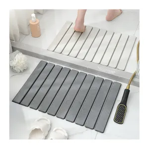 Luxury Anti-Slip Diatomite Stone Bath Mat Quick Dry Water Absorbent Silicone Foldable Bathroom Shower Accessory