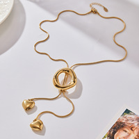 Collier en acier inoxydable polyvalent avec chaîne de pull à pampilles en forme de cœur, longue et irrégulière, à tirer vers le haut