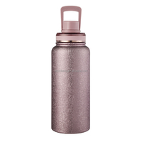 Bouteille d'eau sport à double paroi isolée sous vide, revêtement titane, large ouverture, 18oz/32oz, acier inoxydable écologique