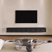 Meuble TV mural flottant en bois massif moderne, console multimédia minimaliste, ensemble de meubles de salon avec table basse