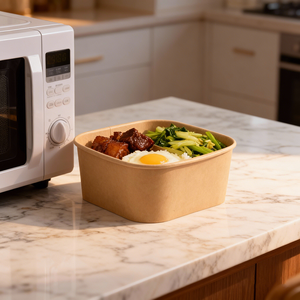 Tazón Desechable Rectangular/Cuadrado de Papel Kraft Marrón Personalizado en Varios Tamaños para Comer Cómodamente - Product Image 1