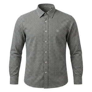 Chemise habillée homme en fibre de bambou et coton, à manches longues, à carreaux vichy, coupe ajustée, extensible, infroissable, style business décontracté - Product Image 3