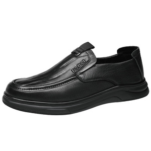 Papai Men's Casual Leather Slip-On Loafers Low Heel <b>Rubber</b> Outsole EVA Midsole Comfort Business Formal Shoes - Product Image 5