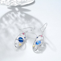 Nouveautés Simple Conception 925 En Argent Sterling Étoile de La Terre Planète Boucles D'oreilles