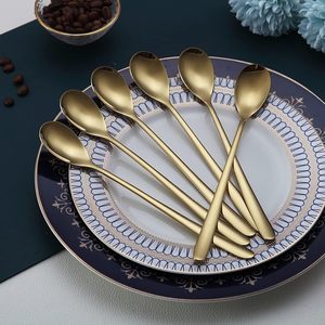 Cuillère à café en acier inoxydable doré/argenté, style coréen, tête ronde mate, mini, pour desserts et glaces, personnalisable - Product Image 5