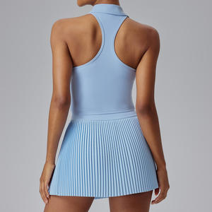 Wojieer Op Maat Gemaakte Vrouwen Pickleball Tenniskleding Set Mouwloze Vest Geplooide Rok Gym Yoga Badminton Golf Outfit <span class=keywords><strong>2</strong></span> Stuks - Product Image 2