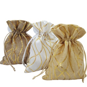 Bolsas de Regalo de Lino con Cordón de Nuevo Diseño para Navidad, Venta al por Mayor de Fábrica - Product Image 1