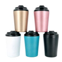 Tasses à café portables en acier inoxydable personnalisées de 12 oz et 16 oz, vente en gros, tasses de voyage thermiques anti-fuite pour le bureau