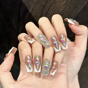 <span class=keywords><strong>Ongles</strong></span> carrés <span class=keywords><strong>à</strong></span> presser style français, faits main, avec nœud décoratif, <span class=keywords><strong>colle</strong></span> facile <span class=keywords><strong>à</strong></span> appliquer pour les doigts – Vente chaude - Product Image 4