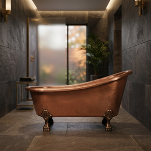 Bañera de Cobre Martillado Estilo Ofuro Japonés para Adultos - Portátil, Plegable y Duradera, Artesanía India para el Hogar - Product Image 3