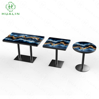 Tables de salle à manger de restaurant haut de gamme de style moderne HUALIN, en pierre frittée ou en verre, personnalisables avec des motifs