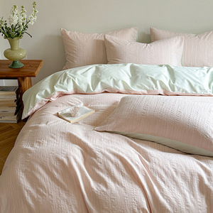 Sichao Double-<b>Striped</b> Pure Cotton Four-Piece <b>Bedding</b> <b>Set</b> Yarn-Dyed Washed Cotton Nordic Style - Product Image 4