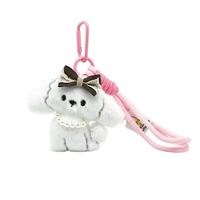 Pendentif chiot en peluche ODM, poupée caniche mignonne avec nœud, breloque décorative, porte-clés, accessoire de sac, jouet anti-stress en peluche