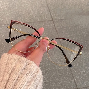 2025 Mới Nhất Thanh Lịch Nữ Thiết Kế Kim Loại Vogue Trang Trí Kính Chống Ánh Sáng Màu Xanh Máy Tính Mùa Xuân Bản Lề Nửa Khung Kính Mắt - Product Image 2