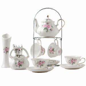 Set <span class=keywords><strong>da</strong></span> Tè Pomeridiano in Porcellana Europea Classica Vintage con Tazza, Piattino e Teiera, Regalo di Nozze - Product Image 6