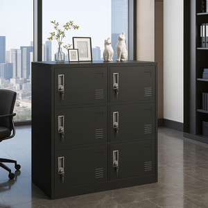 Armoire de bureau plate à 6 tiroirs Armoire à casiers en métal Armoire à casiers en acier inoxydable sur pied - Product Image 4