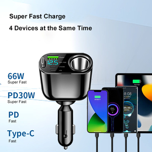 Adaptador de cargador de coche USB C multipuerto con pantalla de voltaje Cable retráctil Carga súper rápida Productos de envío directo 2024 - Product Image 3
