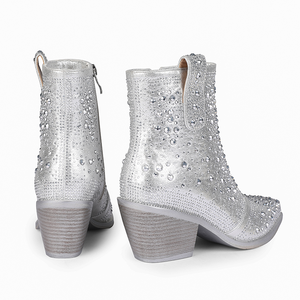 WETKISS-<span class=keywords><strong>Botines</strong></span> de tacón grueso para mujer, botas de vaquero con diamantes de imitación <span class=keywords><strong>plateados</strong></span>, 2023 - Product Image 6