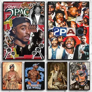 Póster de estrellas Tupac de rap Tupac hip hop RAP para decoración del hogar, lienzo estético de pared, póster de arte pop