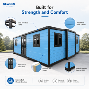 บ้านสำเร็จรูปโครงสร้างเหล็ก NEWGEN บ้านคอนเทนเนอร์ขนาดเล็ก แผงโลหะสีน้ำเงิน บ้านโมเดิร์นแบบโมดูลาร์ สำหรับใช้เป็นสำนักงาน โกดัง หรือร้านค้าในสวนหลังบ้าน - Product Image 1