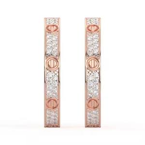 Nouvelle Collection Or Rose Diamant Boucle D'oreille pour les Femmes Fête De Mariage et Festival Occasion Fine Jewelry Diamant Boucle D'oreille - Product Image 4